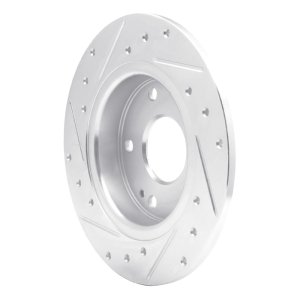 Honda Civic Brake Rotor (1) - Rear Right - R1 Concepts - Drilled & Slotted - Silver - `16-`25